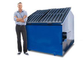 Tall blue 6 yd commercial dumpster for big retail stores and high-volume trash