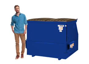 Blue 4 yard commercial dumpster recommended for restaurants and offices